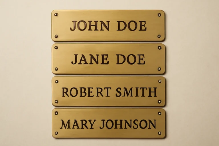 brass engraved name plates