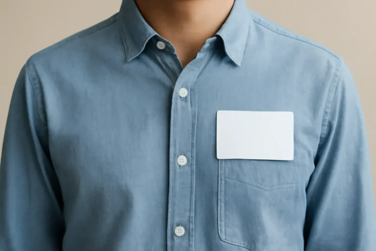 name tag on shirt